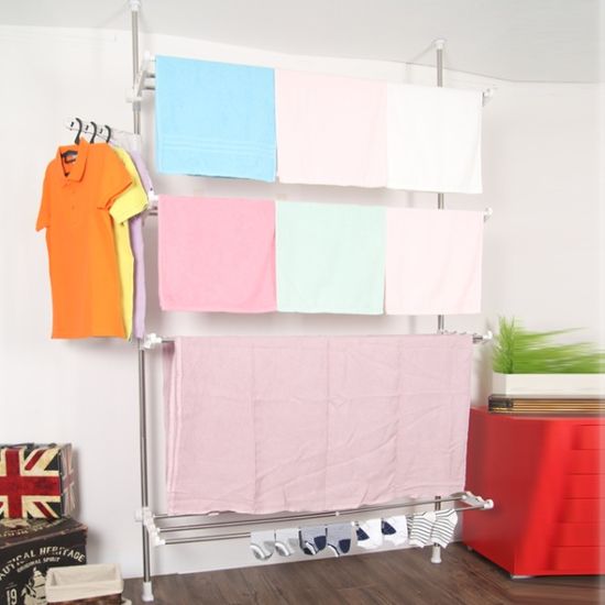 기둥식 빨래건조대 폭조절 베란다 4단