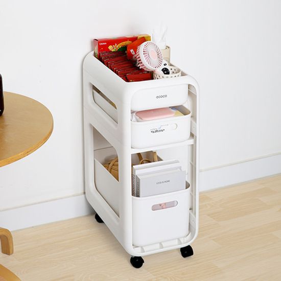 2단 3단 수납 서랍형 슬라이딩 이동식 트롤리 ecoco