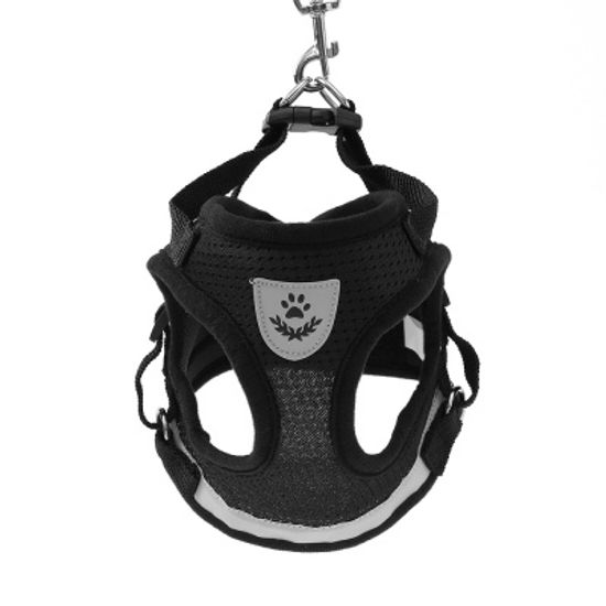 세이프 빛반사 강아지 하네스+리드줄(M) 강아지가슴줄
