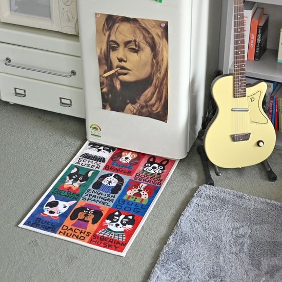 via x 플라베어 댕댕이 강아지 발매트 패브릭포스터