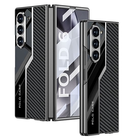 갤럭시 z폴드6 강화유리 미러 하드 슬림 가죽 케이스