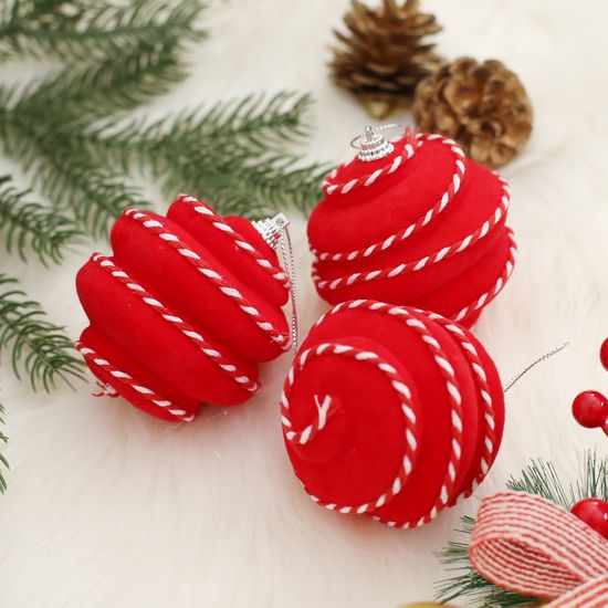 [도토로]핫레드 패브릭 장식볼 3p세트(8cm) (볼록큐티