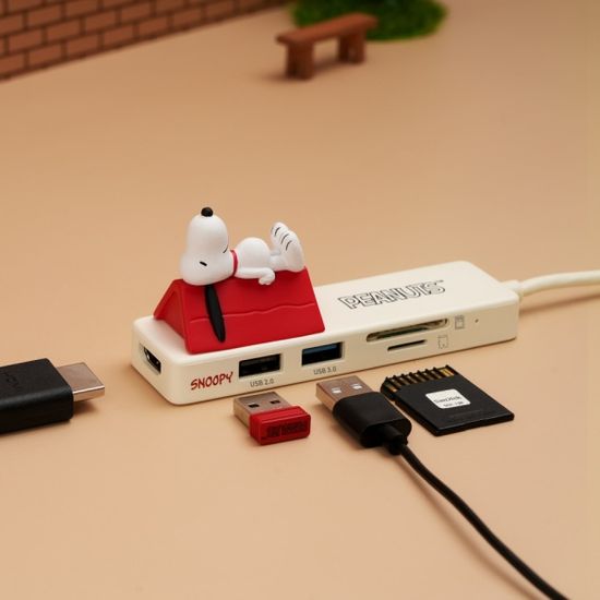 피너츠 스누피 피규어 5in1 USB 멀티 허브 리더기