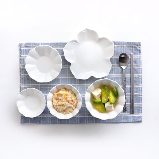 플로렌스 유광 화이트 도자기 1인 식기세트 5p