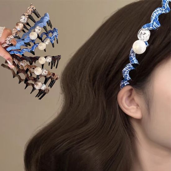 럭셔리 진주 큐빅 패브릭 머리띠 여름 패션 헤어 밴드