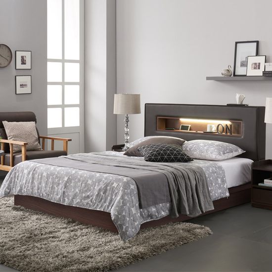 협탁과 스텐드가 필요없는 LED 침대 Q DW106