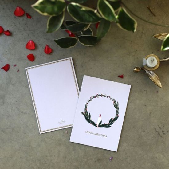캔들리스 크리스마스 카드 2장 세트 : 종이자수
