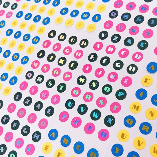 반짝반짝 ROUND ALPHABET BLACK PINK 칼선 스티커