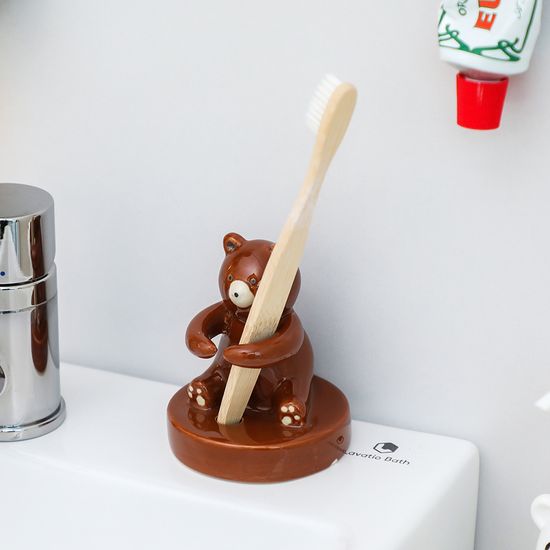 세라믹 곰돌이 펜홀더 칫솔꽂이