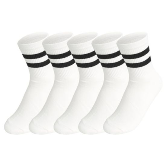 [쿠비카]투 라인 밴드 중목 여성양말 5종세트 M233