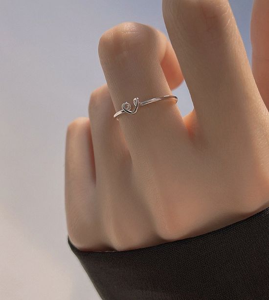 하트 러브 반지 오픈 링 반지 애끼 엄지 검지 링 반지