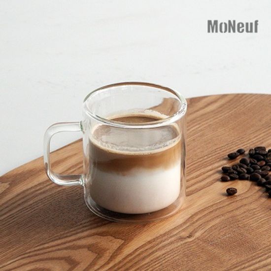 모네프 더블월 컬러 유리 머그 320ml
