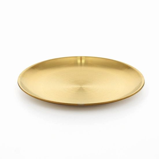 홈인쿡 플랫원형 스텐 접시 4p세트(30cm) (골드) 식기