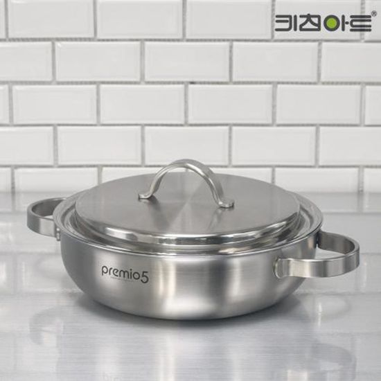 키친아트 프리미오5 통5중 스텐냄비 24cm 전골