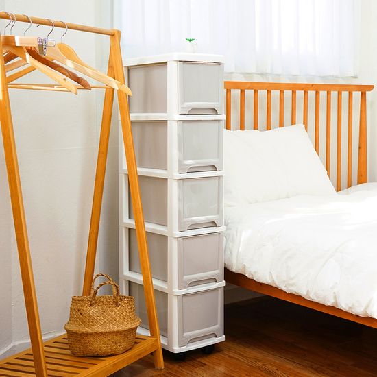 모던 틈새 슬림 서랍장 5단 (바퀴별매) 옷 수납장