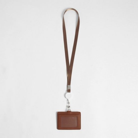 지갑형 사원증 케이스+목걸이줄(브라운) 릴홀더