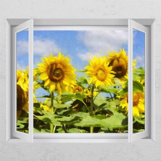 ii928-해바라기와하늘구름_창문그림액자