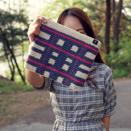 트와이닝 클러치 파우치 - 뜨개질 키트 동영상 포함 