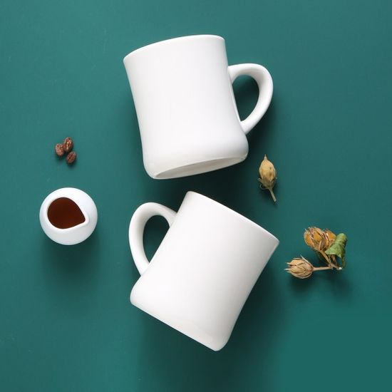 시라쿠스 뉴욕 화이트 오목 머그, 손잡이컵 400ml