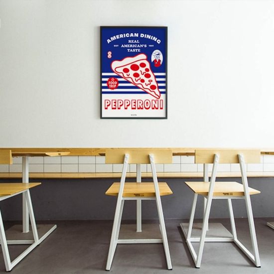 페퍼로니 피자 M 디자인 포스터 