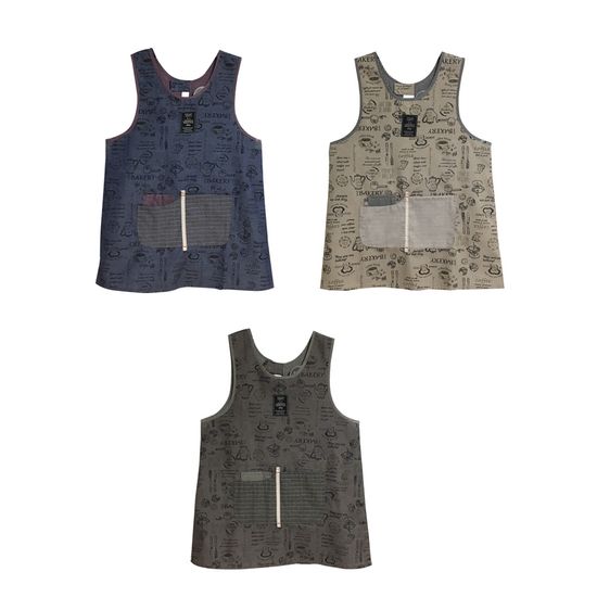 원더풀데이 커피 빵 일러스트 원피스형 앞치마 3color