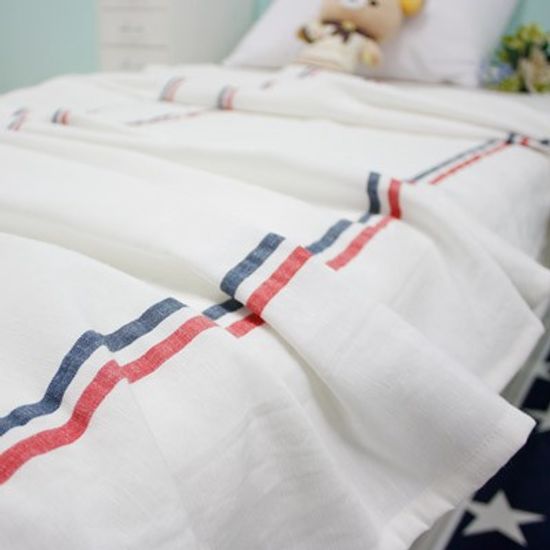 투라인 레드블루 여름이불 린넨이불