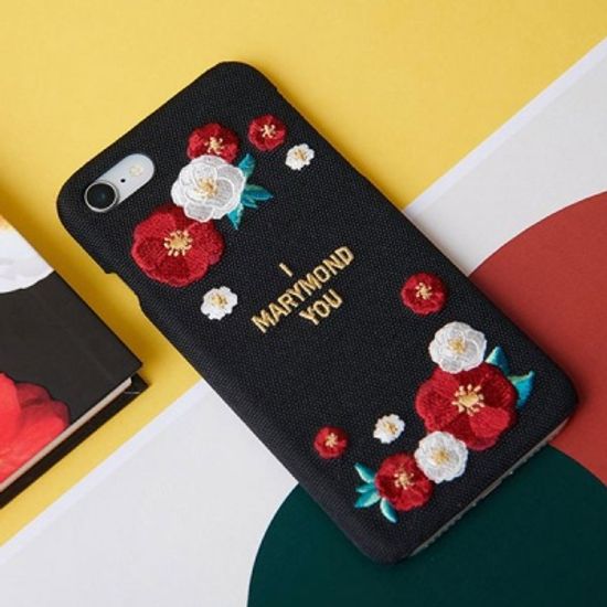 [마리몬드] 패브릭_자수_동백(블랙)