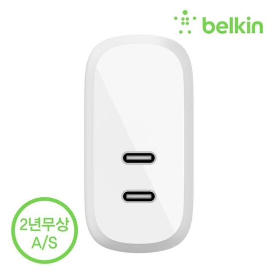 벨킨 40W 듀얼 USB-C PD 3.0 고속 충전기 WCB006