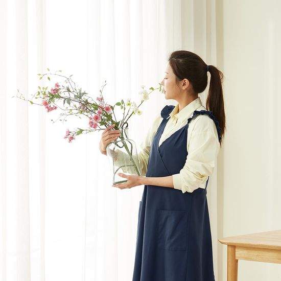 루나 퀸 순면 롱 방수 앞치마 네이비