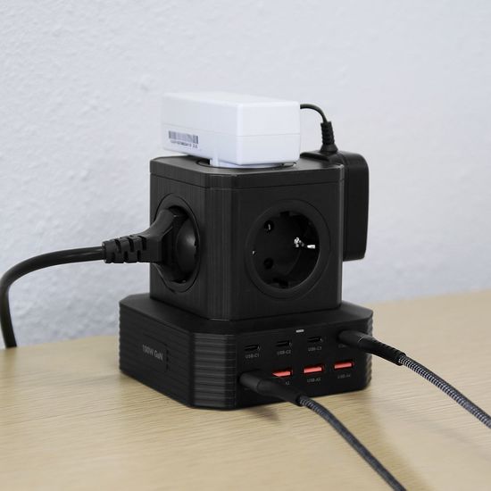 고용량 100W 초고속 PD충전기 큐브멀티탭 콘센트 2M
