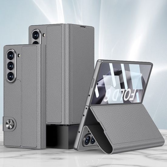 갤럭시Z폴드6 풀커버 자석 버클 카드수납 가죽 케이스