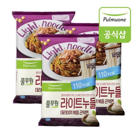 풀무원 라이트누들 데리야끼볶음 곤약면 377.6g x 3봉