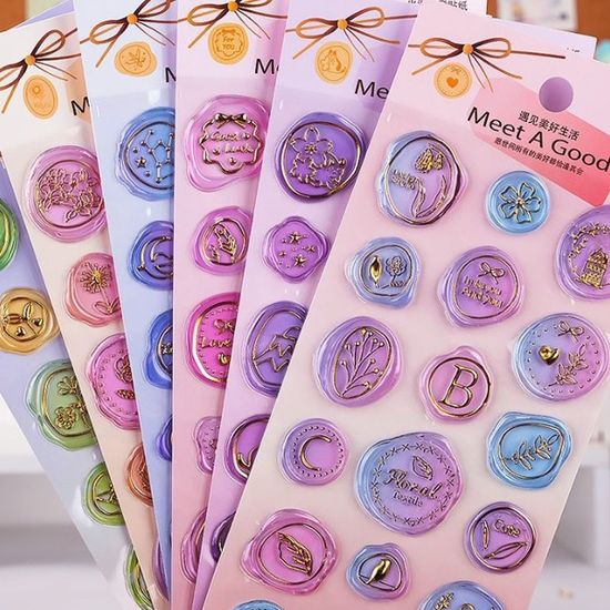 레트로 빈티지 금박 실링왁스 스티커 다이어리 꾸미기