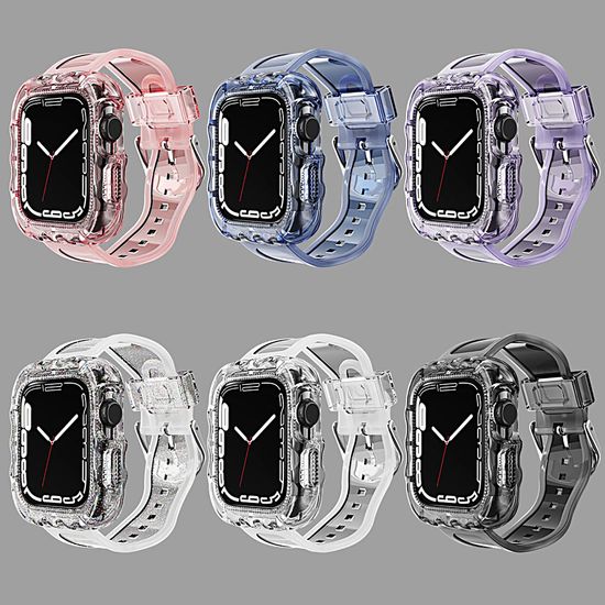 애플워치 투명 실리콘케이스 스포츠 여름 물결 스트랩