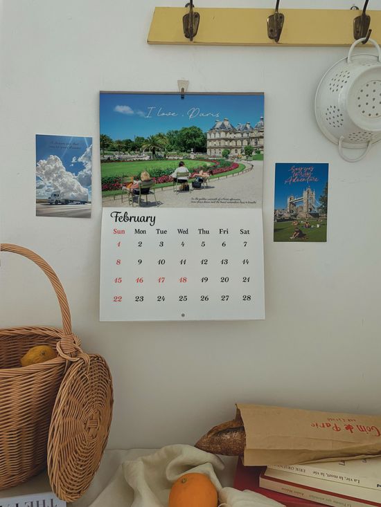 2026 유럽 감성 사진 벽걸이 달력
