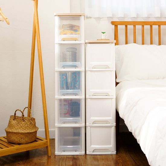 어반 우드상판 슬림 서랍장 4단 틈새 수납장 정리함