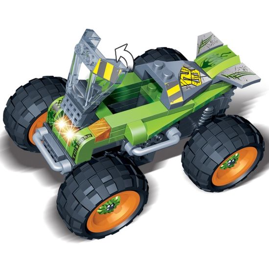 반바오 작동조립블록 터보파워 그린랜드 자동차 모형 만들기 풀백 모터