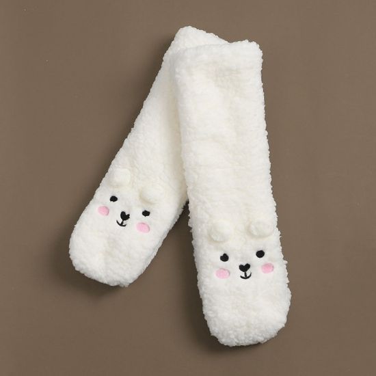곰돌이 후리스 롱 수면양말(화이트)