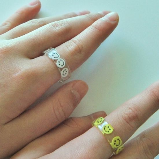 스마일 투명 아크릴 반지(6컬러)