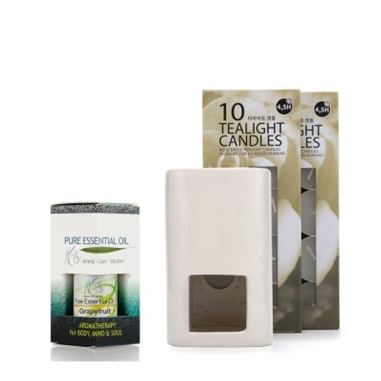 [ACS] 자몽 Grapefruit 아로마세트 : 그레이프프루트 에센셜오일, 도자기램프, 티라이트