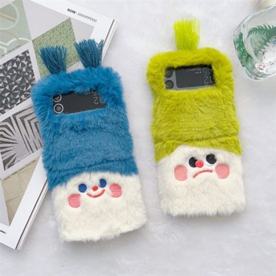 갤럭시 z플립 4 3 예쁜 곰돌이 몬스터 인형 털 케이스