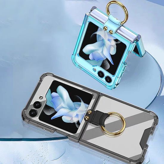 갤럭시 z플립5 골드 링 투명 에어 범퍼 지플립 케이스