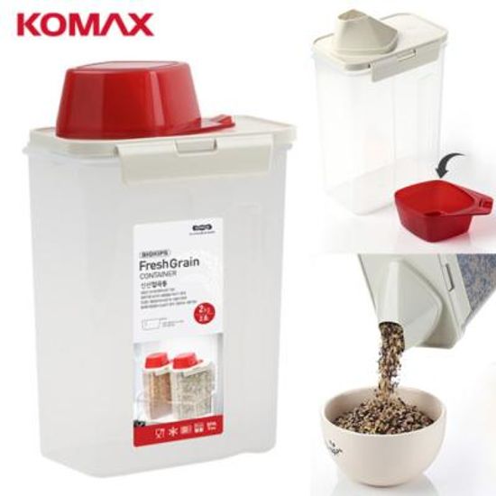잡곡통2kg 계량컵 보관통 시리얼통 플라스틱 밀폐용기