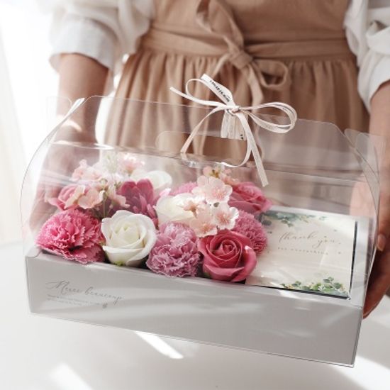 클리어 핸들 비누꽃 카네이션&로즈 반전 용돈박스