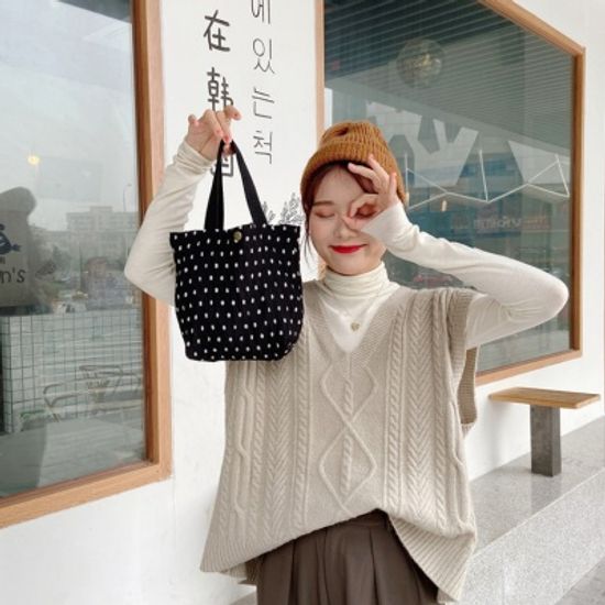 어나더뷰 패턴 플리츠 미니 도트백 에코백 853