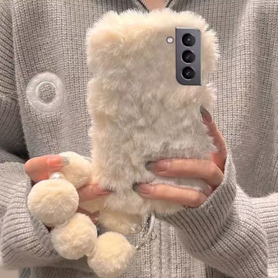 갤럭시 S23 S22 S21 폼폼이 링 스트랩 겨울 털 케이스