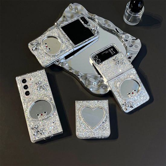 갤럭시Z플립 폴드 6 5 4 하트 곰 미러 펄 큐빅 케이스