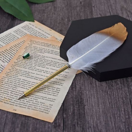 루빈 깃털 볼펜/중성볼펜 디자인볼펜 필기구 깃털펜