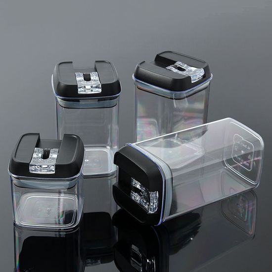 [쿠킹홈] 원터치 밀폐용기 4종세트(블랙/투명)