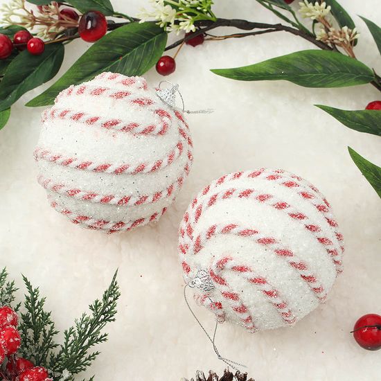 [도토로]루비레드 글리터 장식볼 2p(10cm) (꽈배기회